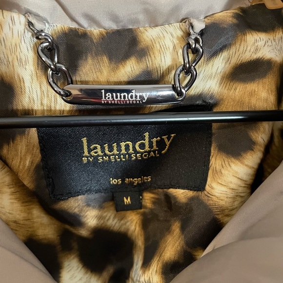 Laundry by Shelli Segal Women's Puffer Jacket Real Fur Collar Taupe Size Medium - Picture 2 of 16